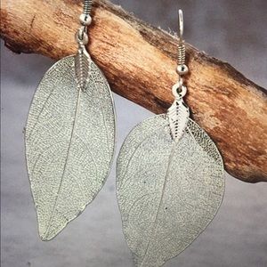 Silver Dipped Leaf Earrings